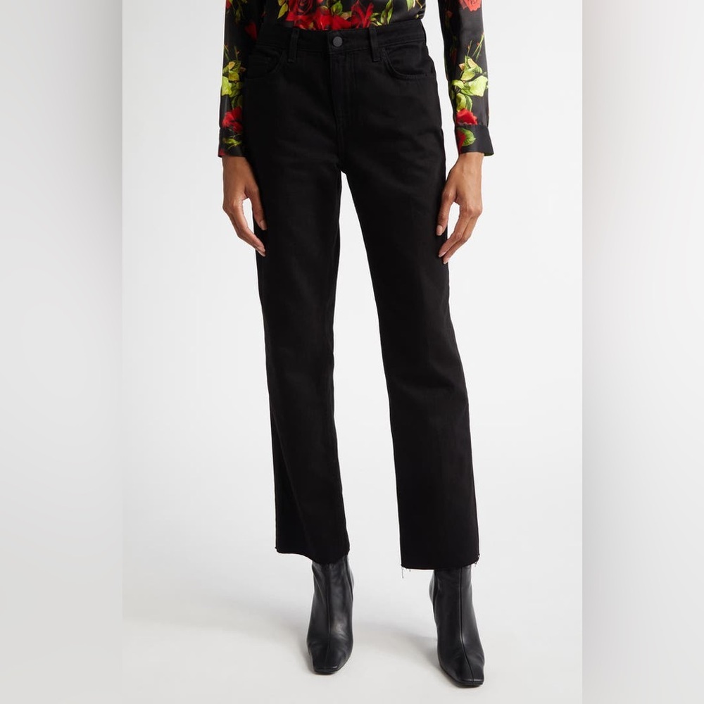 NWT L'AGENCE Milana Stovepipe Ankle Straight Leg Jeans in Black Size 23